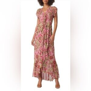 MISA Los Angeles Avaline Ikat Flutter Sleeve Dress
